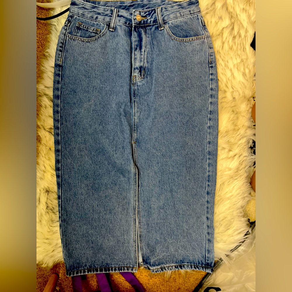 Shein Knee Length Denim Skirt